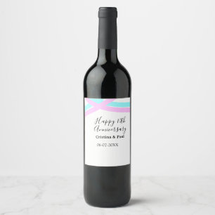 Happy 10th anniversary simple minimal wedding name wine label