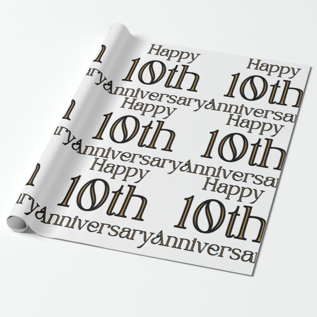 Happy 10th Anniversary Wrapping Paper (Unrolled)