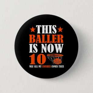 Happy 10th Birthday 10 Year Old Basketball 10th Bi 6 Cm Round Badge