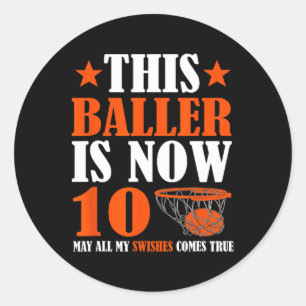 Happy 10th Birthday 10 Year Old Basketball 10th Bi Classic Round Sticker