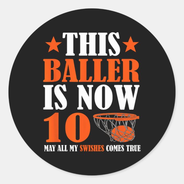 Happy 10th Birthday 10 Year Old Basketball 10th Bi Classic Round Sticker (Front)