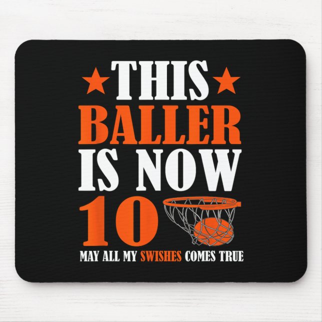 Happy 10th Birthday 10 Year Old Basketball 10th Bi Mouse Mat (Front)