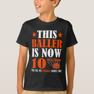 Happy 10th Birthday 10 Year Old Basketball 10th Bi T-Shirt