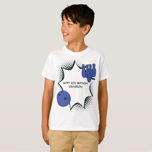 Happy 10th Birthday Bowling Party T-Shirt (Front Full)