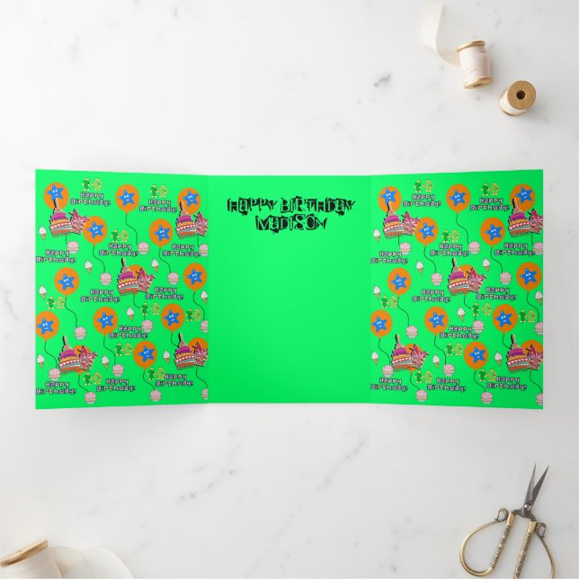 Happy 10th Birthday Card, #10 Green Tri-Fold Card (Inside)