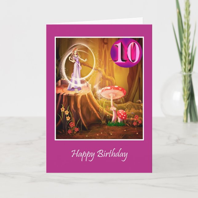 Happy 10th Birthday for girl with fairy tenth Card (Front)