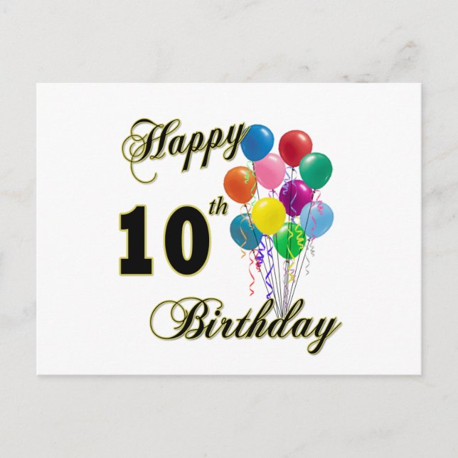 Happy 10th Birthday Gifts and Birthday Apparel Postcard (Front)