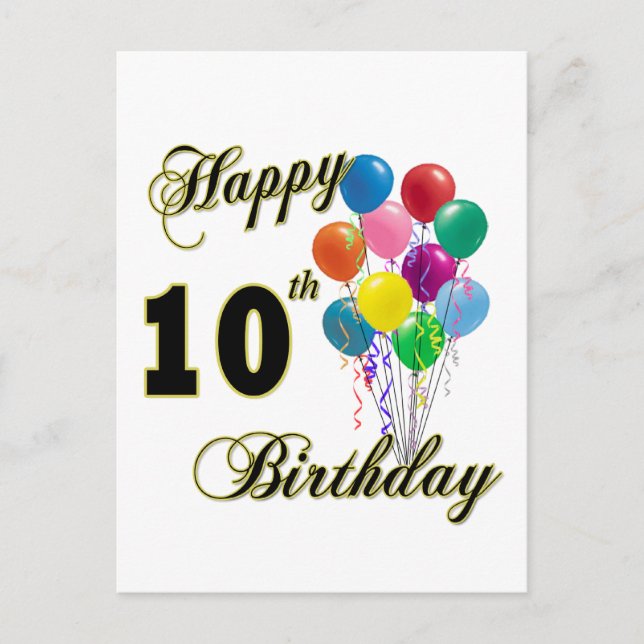 Happy 10th Birthday Gifts and Birthday Apparel Postcard (Front)