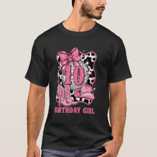 Happy 10th Birthday Girl Bow Rodeo Western Cowgirl T-Shirt