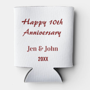 Happy 10th wedding anniversary mauve simple name  can cooler