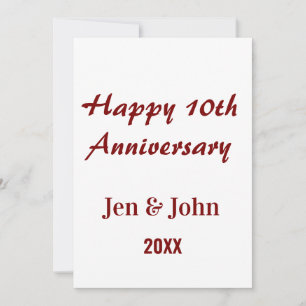 Happy 10th wedding anniversary mauve simple name invitation
