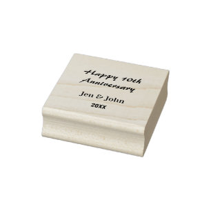 Happy 10th wedding anniversary mauve simple name rubber stamp