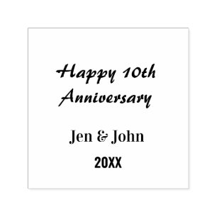 Happy 10th wedding anniversary mauve simple name self-inking stamp