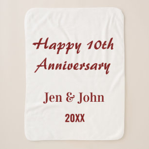Happy 10th wedding anniversary mauve simple name sherpa blanket