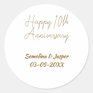 happy 10thanniversary gol name retro simple modern classic round sticker
