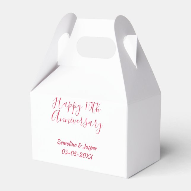 happy 10thanniversary red name retro simple modern favour box (Front Side)