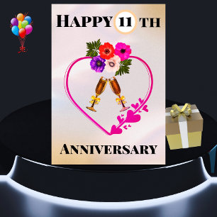 Happy 11th Anniversary Vintage Floral Card