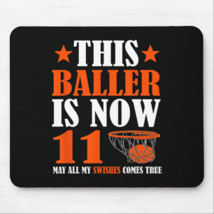 Happy 11th Birthday 11 Year Old Basketball 11th Bi Mouse Mat