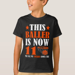Happy 11th Birthday 11 Year Old Basketball 11th Bi T-Shirt