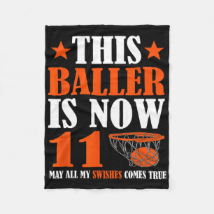 Happy 11th Birthday 11 Year Old Bysketbyll 11th Bi Fleece Blanket