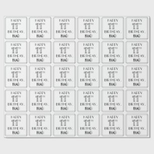 HAPPY 11TH BIRTHDAY; Art Deco Style; Custom Name Wrapping Paper