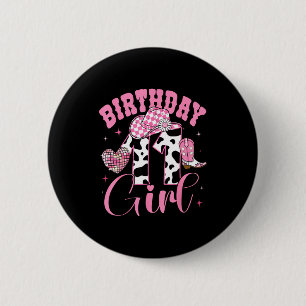 Happy 11th Birthday Girl Outfit Rodeo Western Cowg 6 Cm Round Badge