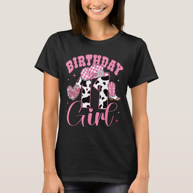 Happy 11th Birthday Girl Outfit Rodeo Western Cowg T-Shirt (Front)