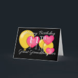 Happy 11th Birthday Great Granddaughter Card<br><div class="desc">A greeting for Great Granddaughter's 11th birthday with a black background,  yellow balloons and pink Some original artwork ©delightful-doodles</div>