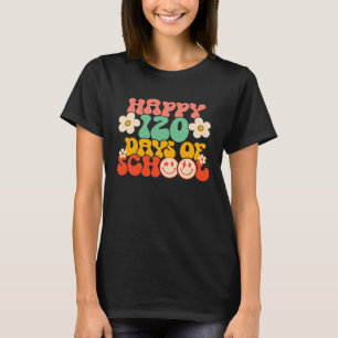 Happy 120th Day Of School Teacher Kids Retro Groov T-Shirt