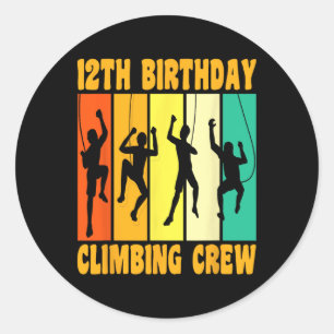 Happy 12 Birthday 12 Year Old Climber Climbing 12t Classic Round Sticker