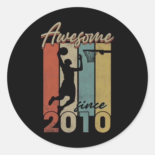 Happy 12th Birthday Basketball 12 Yr Old Awesome S Classic Round Sticker (Front)