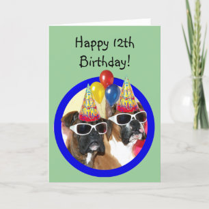 Happy 12th Birthday Boxer greeting card