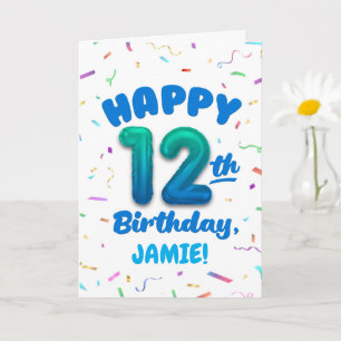 Happy 12th Birthday Card with Custom Name
