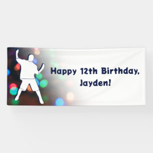 Happy 12th Birthday Dance Party Light Banner