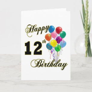 Happy 12th Birthday Gifts and Birthday Apparel Card
