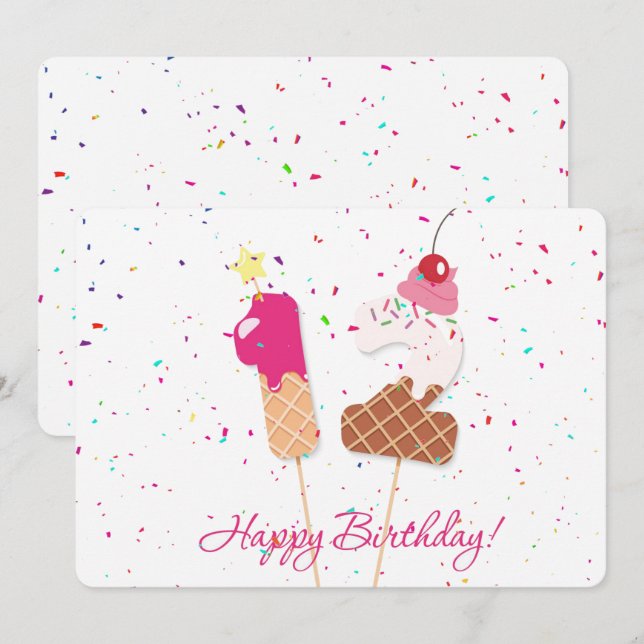 Happy 12th Birthday Holiday Card (Front/Back)