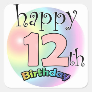 Happy 12th Birthday (king) Square Sticker