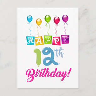 Happy 12th Birthday Postcard