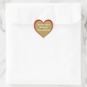 Happy 12th Wedding Anniversary Heart Sticker