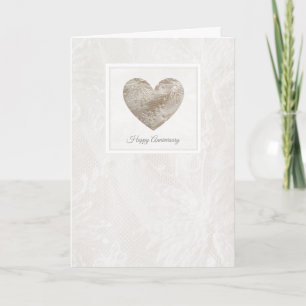 Happy 13th Anniversary Lace style heart Card