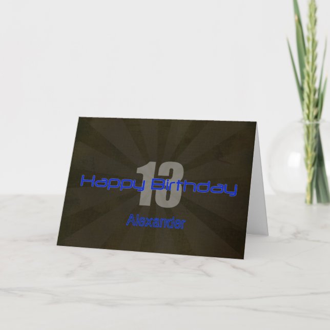 Happy 13th Birthday Black and Grey Teen Card (Front)