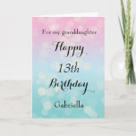 Happy 13th Birthday Granddaughter Card<br><div class="desc">A beautiful happy 13th birthday granddaughter card, which you can easily personalise with her name. Inside this granddaughter birthday card reads "For a beautiful girl that sparkles and shines like no other! I hope you know how much you are loved today and every day. Happy Birthday!". You can also personalise...</div>