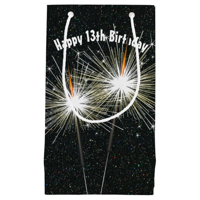 Happy 13th Birthday Sparklers  Small Gift Bag (Front)