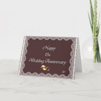 Happy 13th. Wedding Anniversary Lace Card