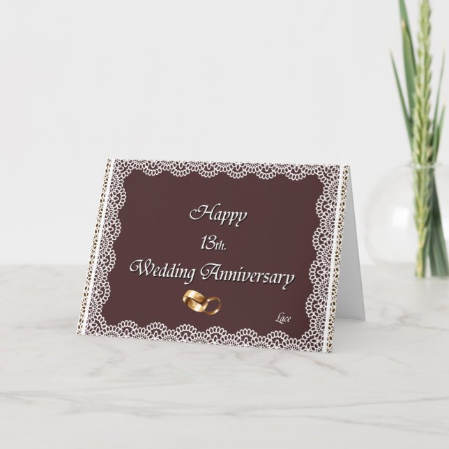 Happy 13th. Wedding Anniversary Lace Card (Front)