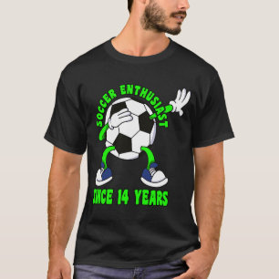 Happy 14 Birthday 14 Year Old Dabbing Soccer 14th T-Shirt