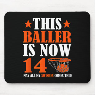 Happy 14th Birthday 14 Year Old Basketball 14th Bi Mouse Mat