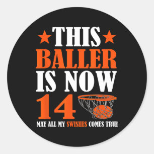 Happy 14th Birthday 14 Year Old Bysketbyll 14th Bi Classic Round Sticker