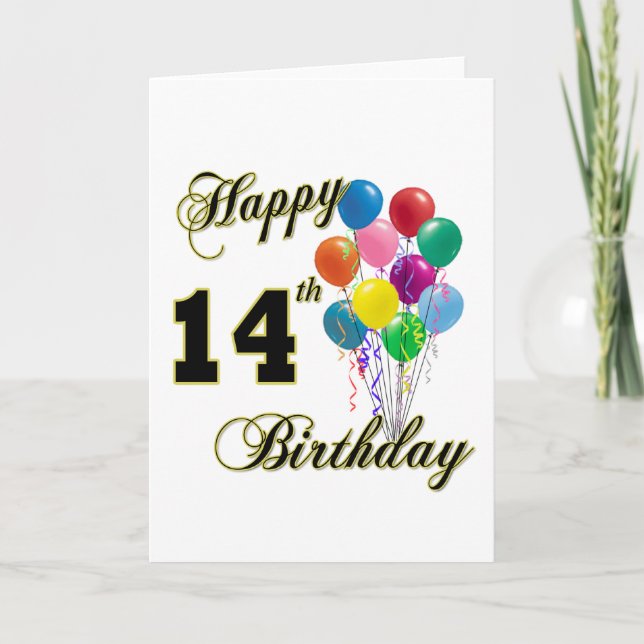 Happy 14th Birthday Gifts and Birthday Apparel Card (Front)