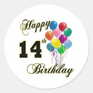 Happy 14th Birthday Gifts and Birthday Apparel Classic Round Sticker